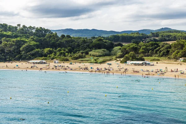 Vue Plage Castell Avec Baignade Palamos Costa Brava Gérone Catalogne — Photo