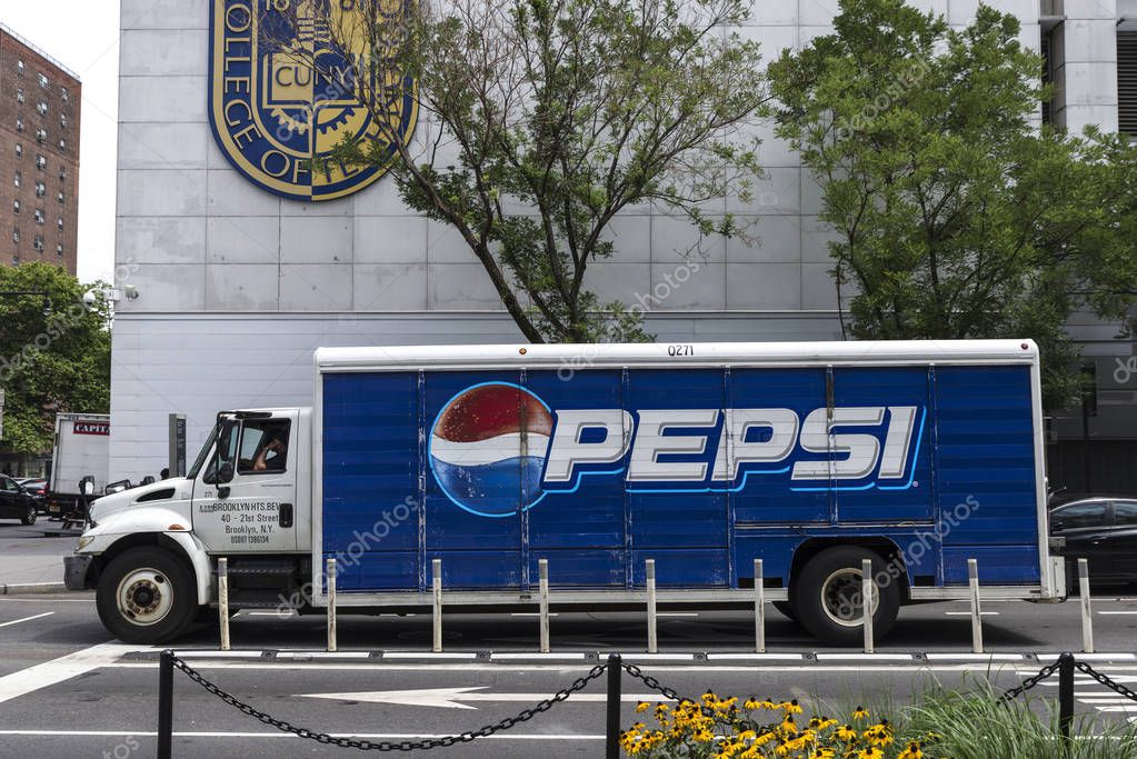 New York City, USA - July 26, 2018: Pepsi delivery truck on a street in New York City, USA