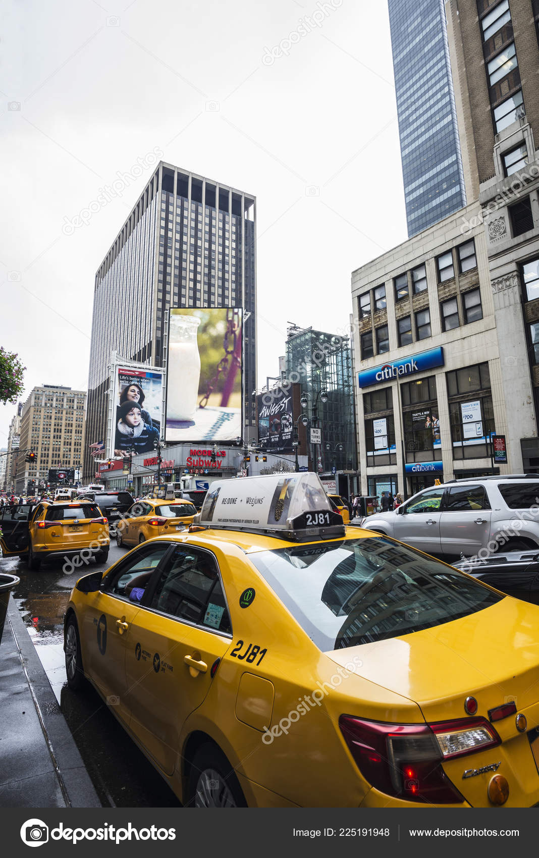 New York City Etats Unis Juillet 2018 Taxis Garés Dans