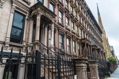 Manhattan, New York City, Amerika Birleşik Devletleri Harlem mahallesinde eski tipik evleri