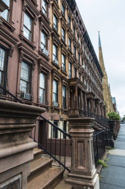 Manhattan, New York City, Amerika Birleşik Devletleri Harlem mahallesinde eski tipik evleri