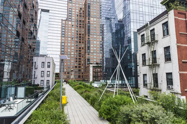 Yüksek hat yükseltilmiş durumda Park Manhattan New York City, Amerika Birleşik Devletleri içinde bir yükseltilmiş doğrusal park, greenway ve demiryolu izi olduğunu