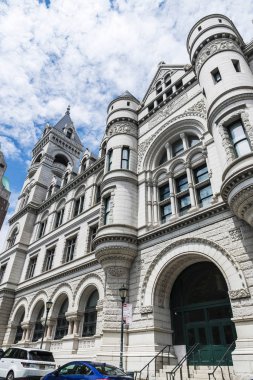 New York City, Amerika Birleşik Devletleri - 26 Temmuz 2018: Cephe Manhattan New York City, Amerika Birleşik Devletleri'bölümü finansta klasik bina