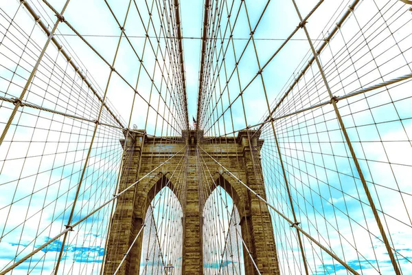 View of the Brooklyn Bridge in New York City, USA