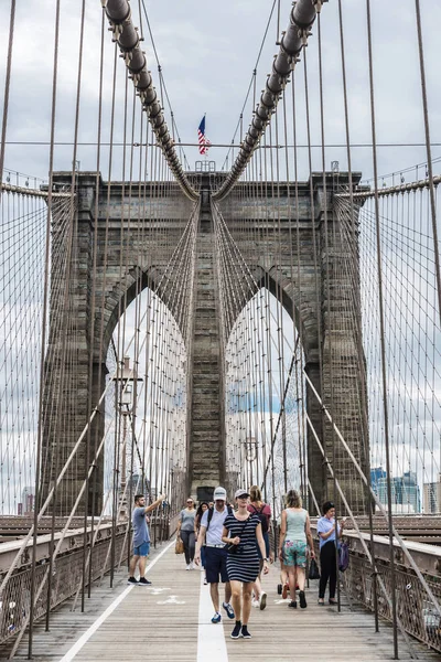 Νέα Υόρκη Ηπα Ιουλίου 2018 Προβολή Της Γέφυρα Του Μπρούκλιν — Φωτογραφία Αρχείου