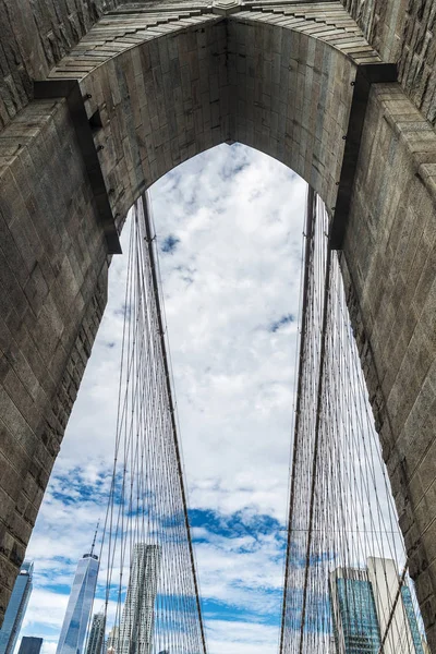 View Manhattan Skyscrapers Brooklyn Bridge New York City Usa — Stock Photo, Image