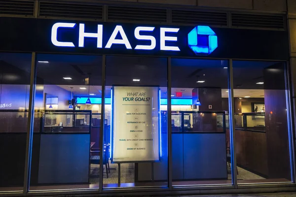 Nueva York Julio 2018 Fachada Una Sucursal Bancaria Chase Por — Foto de Stock