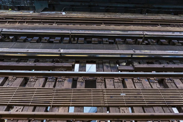 Järnväg i New York City Tunnelbana som bakgrund — Stockfoto