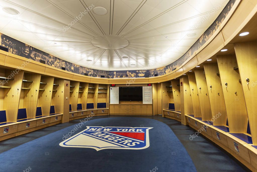 New York City, USA - July 31, 2018: Rangers wardrobe in the Madison Square Garden (MSG o Garden) in Manhattan, New York City, USA