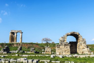 Antik corinth, Yunanistan ın Apollon Tapınağı