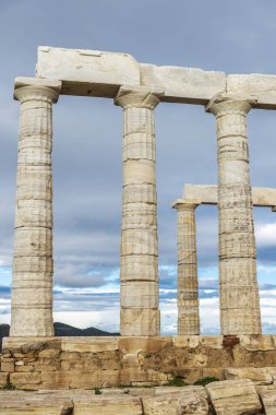 Yunanistan 'daki Cape Sounion' daki Antik Yunan Poseidon Tapınağı