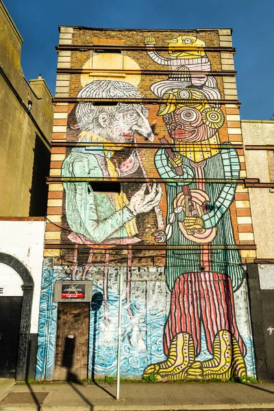 Dublin Ireland December 2019 Wall Covered Multicolored Graffiti Symbolizing Human — Stock Photo, Image