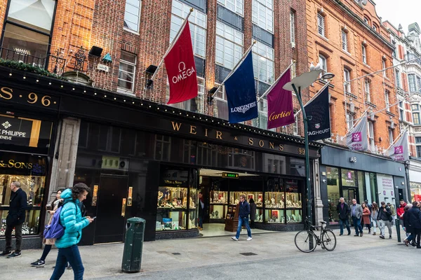 Dublin Ireland December 2019 Weir Sons Luxury Shop Grafton Street — Stock Photo, Image