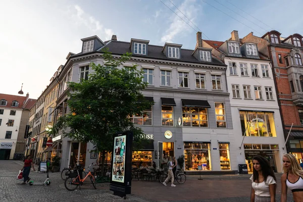 Kopenhagen Dänemark August 2019 Einkaufsstraße Namens Stroget Mit Geschäften Espresso — Stockfoto