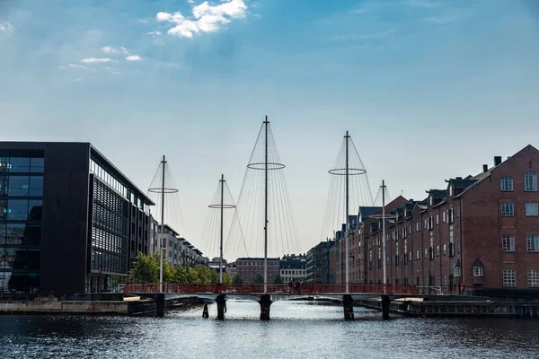 Vista Frontal Del Puente Del Círculo Cirkelbroen Christianshavn Copenhague Dinamarca — Foto de Stock