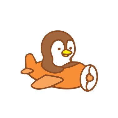 Penguen Pilotu Neşeli bir uçakla gökyüzünde süzülüyor