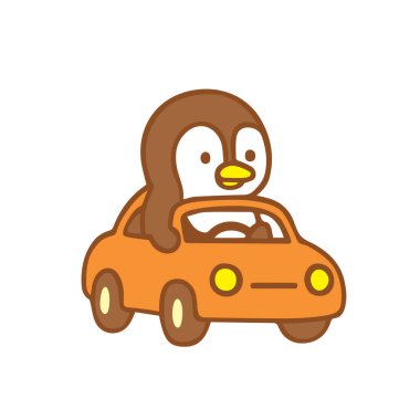 Tatlı Penguen Çizgi Filmi Turuncu Araba Kullanıyor