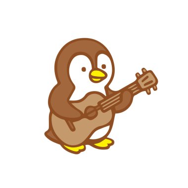Ukulele çalan sevimli penguen çizgi filmi.