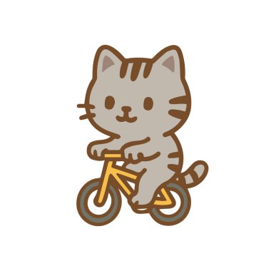 Bisiklete Binen Şirin Kedi Çizimi