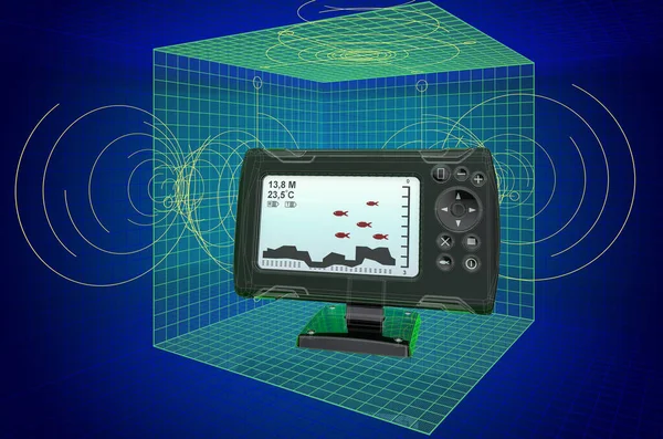 Fischfinder Visualisierung Cad Modell Blaupause Rendering — Stockfoto
