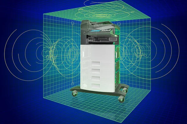 Office multifunction printer MFP, visualization 3d cad model, blueprint. 3D rendering