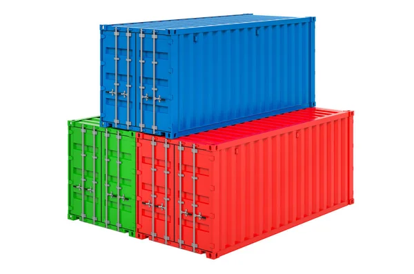 Cargo Containers Shipping Freight Rendering Isolated White Background — Stock Photo, Image