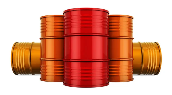 五颜六色的钢桶 带有多波纹的桶 在白色背景上孤立的3D渲染 — 图库照片