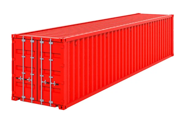 Een Rode Container Van Meter Rendering Geïsoleerd Witte Achtergrond — Stockfoto