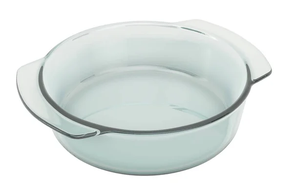 圆形清净玻璃烤盘 在白色背景上孤立的3D渲染 — 图库照片