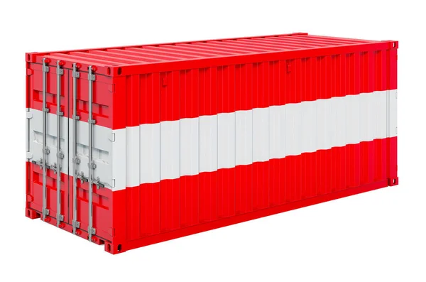 Cargo Container Austrian Flag Rendering Isolated White Background — Stock Photo, Image