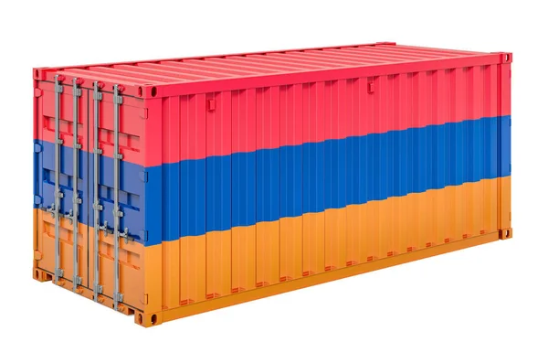 Cargo Container Armenian Flag Rendering Isolated White Background — Stock Photo, Image