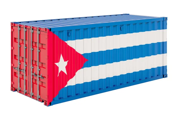 Contenedor Carga Con Bandera Cubana Representación Aislada Sobre Fondo Blanco —  Fotos de Stock
