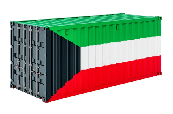 쿠웨이트 국기가 컨테이너 배경에 렌더링 — 스톡 사진