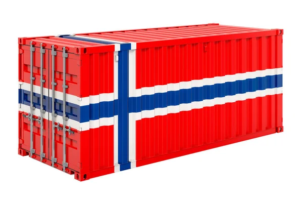 노르웨이 국기가 컨테이너 배경에 렌더링 — 스톡 사진