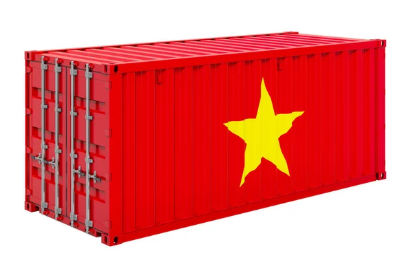 베트남 국기가 컨테이너 배경에 렌더링 — 스톡 사진