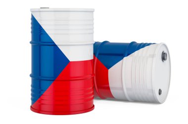 Çelik davul, Çek Cumhuriyeti bayrağı taşıyan varil, beyaz arkaplanda 3 boyutlu görüntüleme