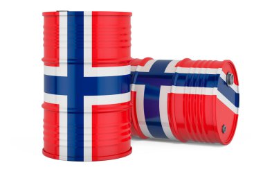 Çelik davul, Norveç bayrağı taşıyan fıçı, beyaz arkaplanda 3 boyutlu görüntüleme