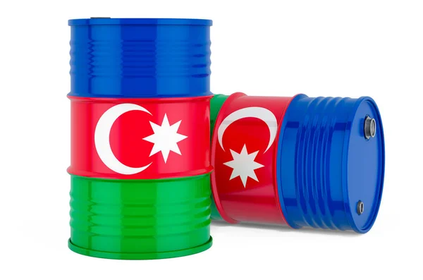 Stalowy Bęben Beczka Azerbejdżańską Flagą Renderowanie Białym Tle — Zdjęcie stockowe