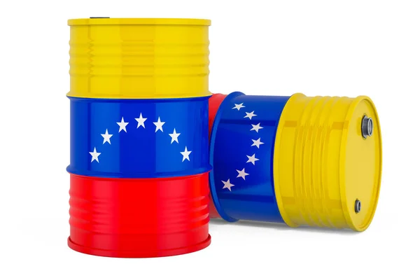 Steel drum, barrel with Venezuelan flag, 3D rendering isolated on white background