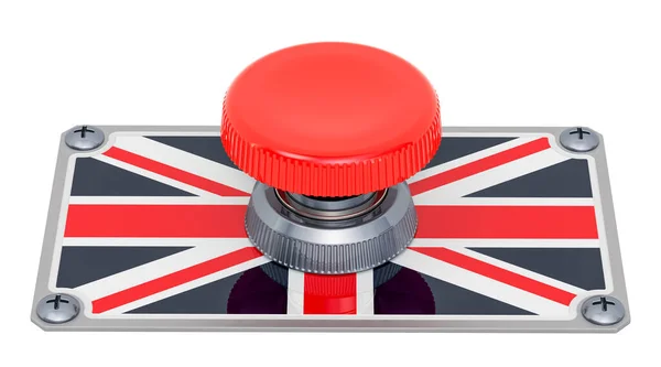 Push Button British Flag Rendering Isolated White Background — Stock Photo, Image