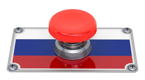 Кнопка Нажатия Российским Флагом Рендеринг Изолирован Белом Фоне — стоковое фото