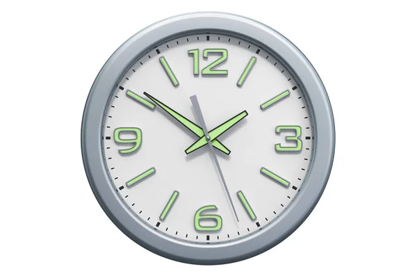 Vista Frontal Del Reloj Pared Representación Aislada Sobre Fondo Blanco — Foto de Stock