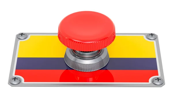 Πιέστε Κουμπί Σημαία Κολομβίας Απόδοση Απομονώνονται Λευκό Φόντο — Φωτογραφία Αρχείου