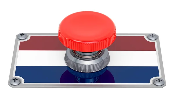 Pulse Botón Con Bandera Los Países Bajos Representación Aislada Sobre —  Fotos de Stock