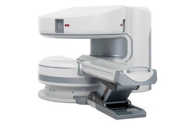 MRI Makinesini aç, 3 boyutlu görüntüleme beyaz arkaplanda izole edildi