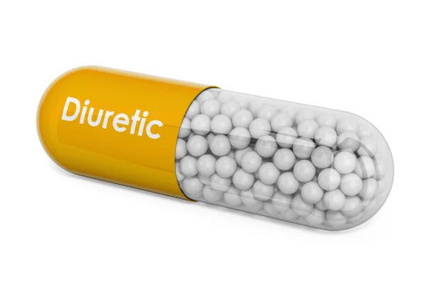 Farmaco Diuretico Capsula Con Diuretico Rendering Isolato Sfondo Bianco — Foto Stock