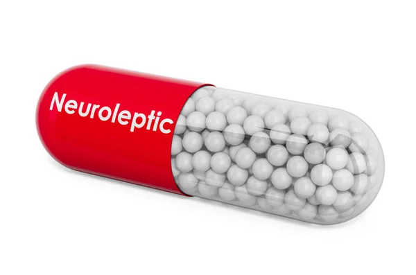 Farmaco Neurolettico Capsula Con Neurolettico Rendering Isolato Sfondo Bianco — Foto Stock