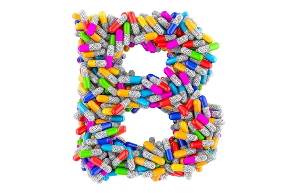 Letter Colored Capsules Rendering Isolated White Background — Stock Photo, Image