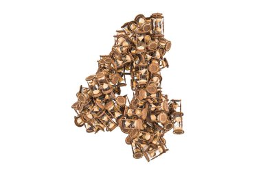 Kum saatinden 4 numara, beyaz arkaplanda 3 boyutlu görüntüleme