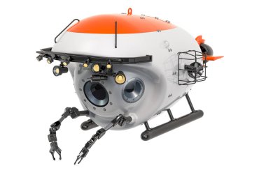 Bathyscaphe, beyaz arkaplanda 3 boyutlu görüntüleme
